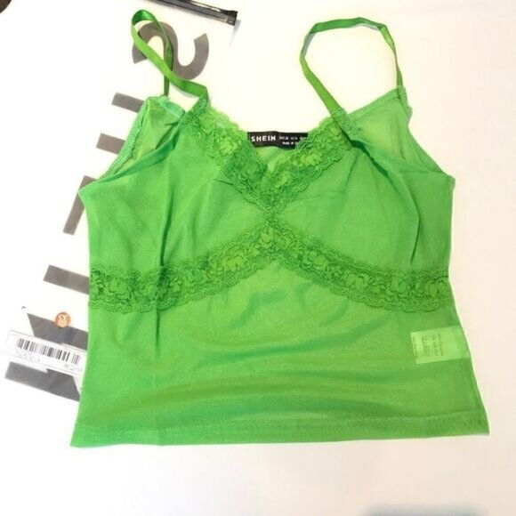 SHEIN green mesh crop cami top 💚 - Picture 1 of 4